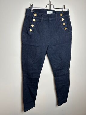 LOFT Dark Navy Skinny Jeans with Gold Buttons